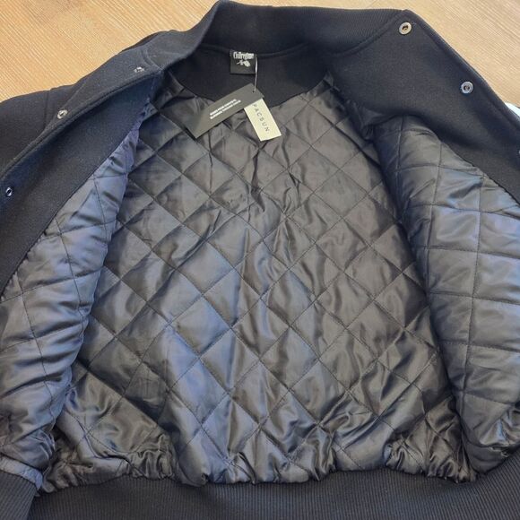 CIVIL REGIME 6 Feet Deep Varsity Jacket Men's Bomber Black Skeleton  L - Picture 8 of 9